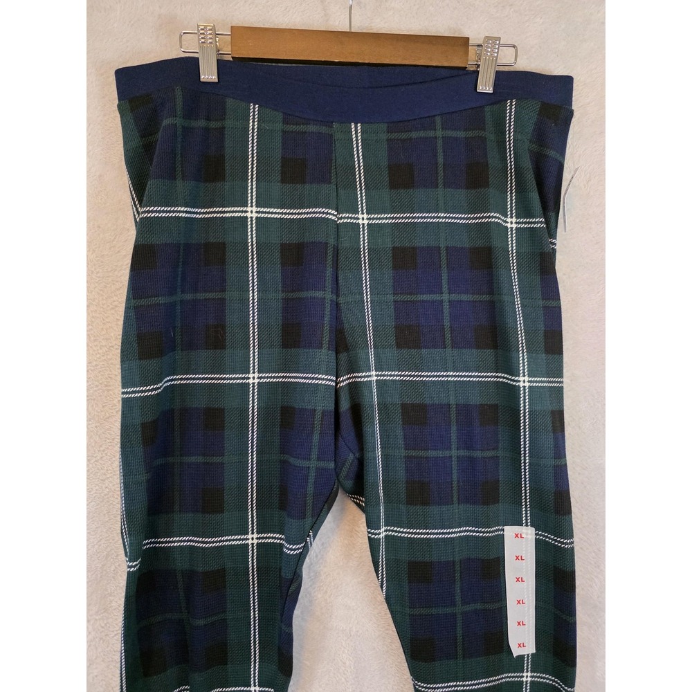 Old Navy Pants NWT Men XL Blue Green Plaid‎ Thermal Jogger Pajama Lounge Cozy